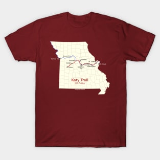 Route Map Design, The Katy Trail T-Shirt